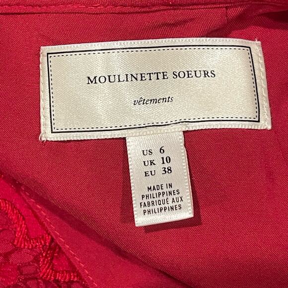 Anthropologie Moulinette Soeurs Jaeda Red Lace Wide-Leg Jumpsuit Size 6 - Picture 7 of 11